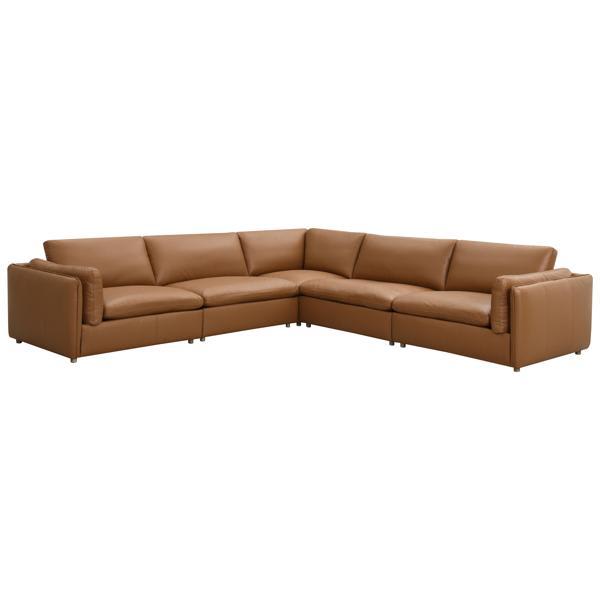 Glowra Brighton 45" Sectional - Brown Leather - 5 Pieces 