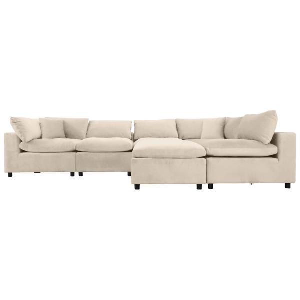 Valerian 112" Sectional Sofa - Ivory Velvet Modular 
