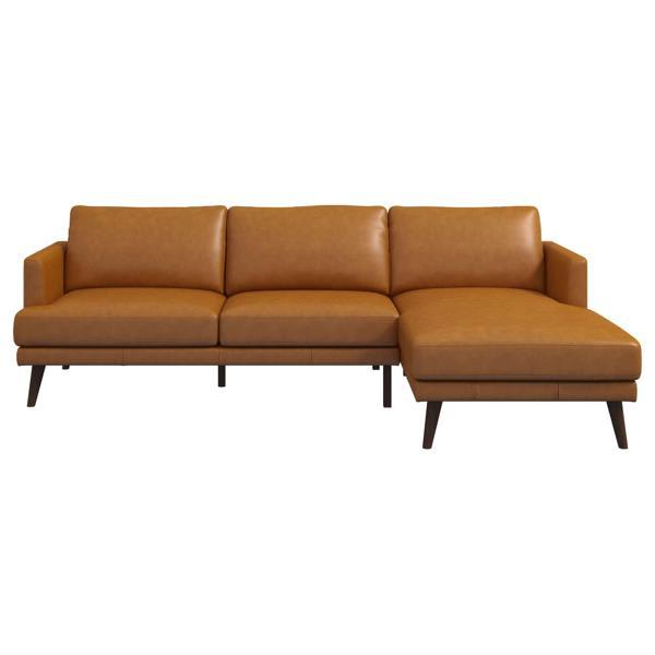 Ambiance 60" Sectional - Genuine Leather - Tan - Right Facing 