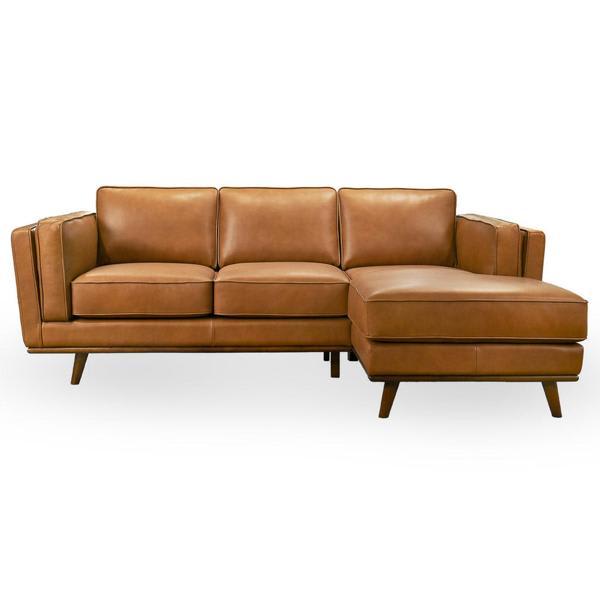 Elyrian Chase 91" Sectional - Genuine Leather - Tan 