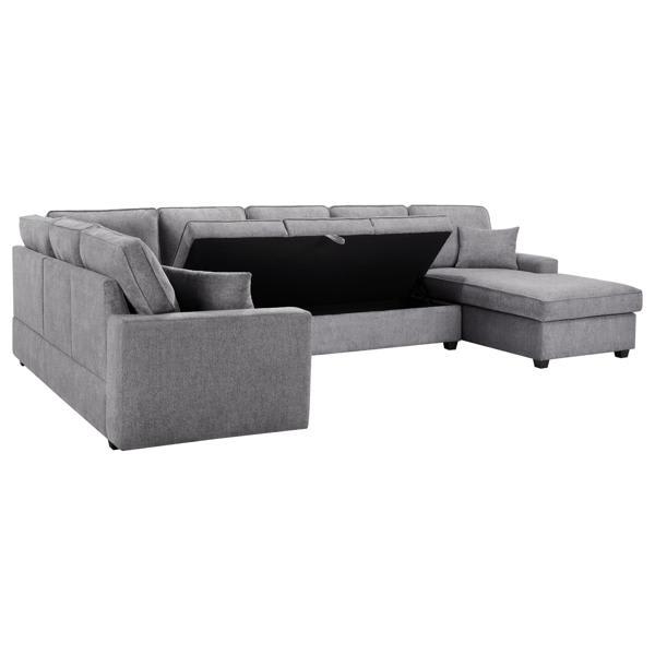 Eldora 137" Sectional Sofa - With Right-Facing Chaise - Gray Chenille 