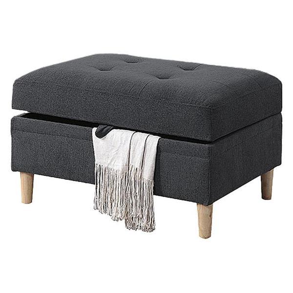 Daxbury Kanepe 35" Sectional - Charcoal Chenille - Reversible Chaise and Storage Ottoman 