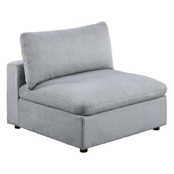 Kallio Kanepe 39" Sectional Set - Dark Gray Corduroy Upholstery - 7 Pieces 