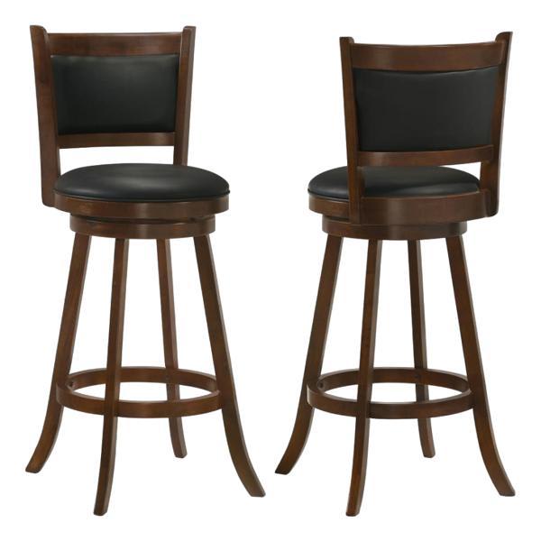 Broxton Upholstered Swivel Bar Chair Chestnut - Black Leatherette - Set of 2 