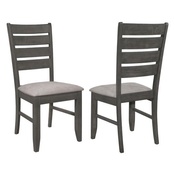 Dalila Wood Dining Side Chair Dark Grey Fabric - Dark Grey Finish Frame - Set of 2 