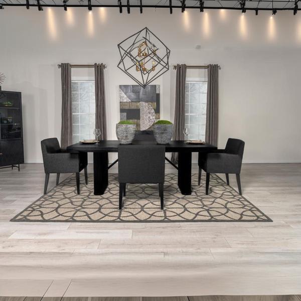 Catherine 83"W x 41"L 5-Piece Rectangular Dining Table Set - Black - Grey Fabric 