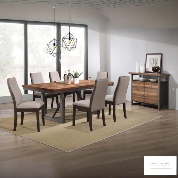 Spring Creek 59"W x 40"L 5-Piece Rectangular Dining Table Set Taupe - Natural Walnut Taupe Finish Frame 