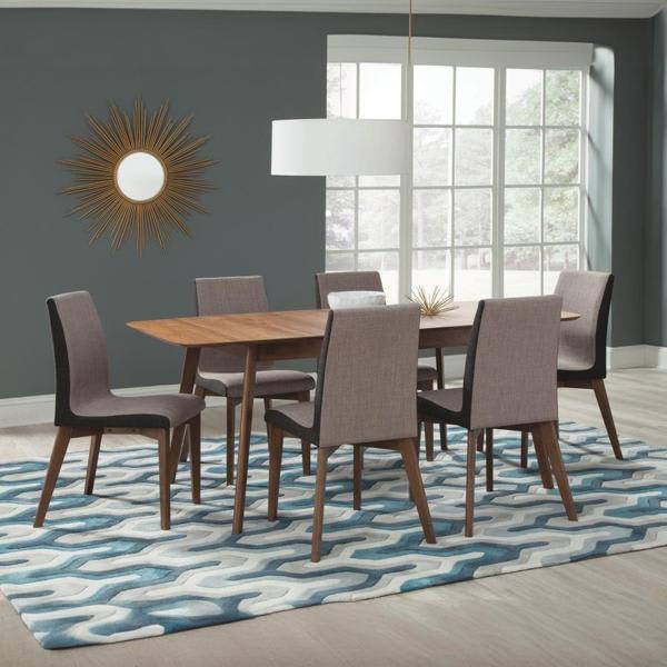 Redbridge 59"W x 35"L 7-Piece Rectangular Dining Set - Natural Walnut 