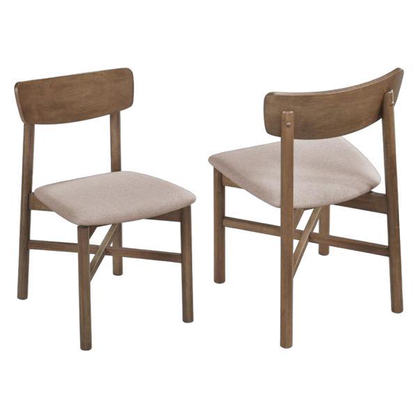 Side Chairs with X Base - Natural Walnut Finish Frame - Tan Fabric - Set of 2 