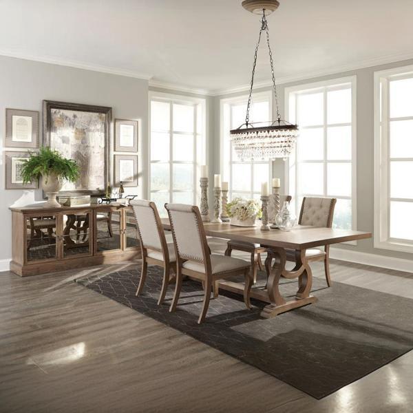 Brockway 84"W x 46"L 5-Piece Extension Leaf Dining Set - Barley - Brown 