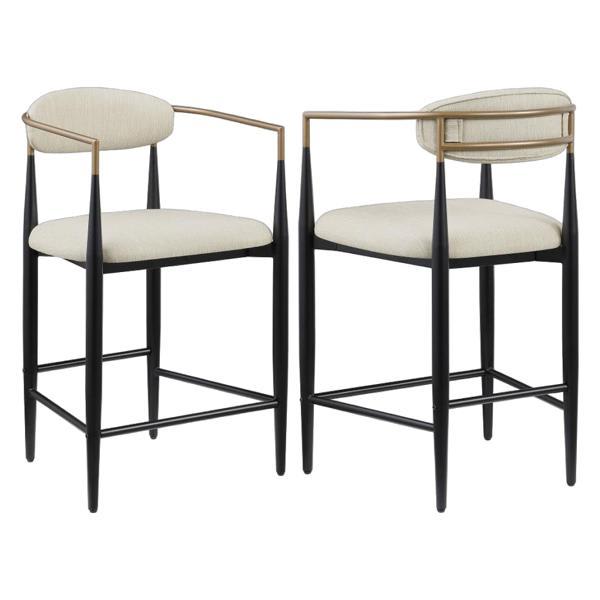 Tina Fabric Upholstered Counter Chair - Beige - Set of 2 