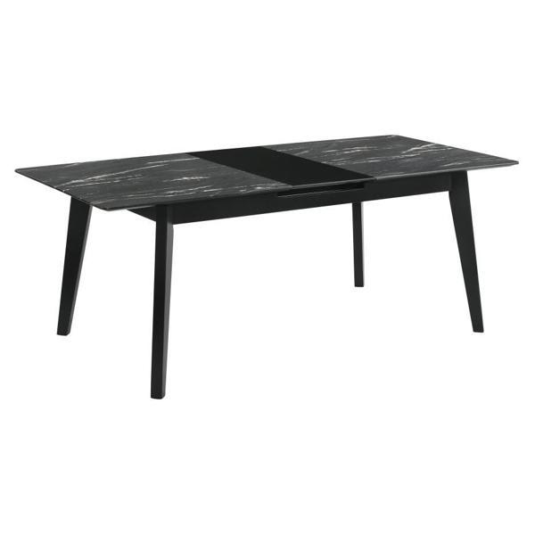 Crestmont 62"W x 36"L Extension Dining Table - Black Faux Marble - Black Base Finish 