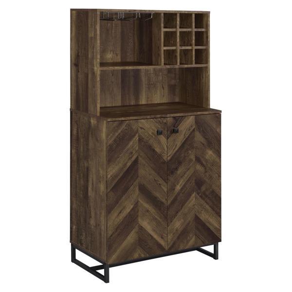 Mendoza 31"L 2-Door Home Bar Cabinet Wine Storage - Rustic Oak 