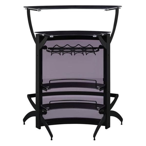 Dallas 33"L 2-Shelf Curved Freestanding Home Bar Cabinet - Black 