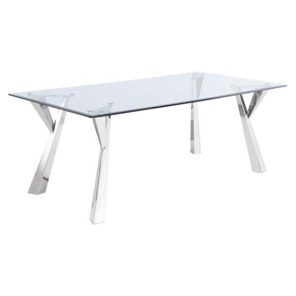 Alaia 78"W x 39"L Rectangular Glass Top Dining Table - Chrome 