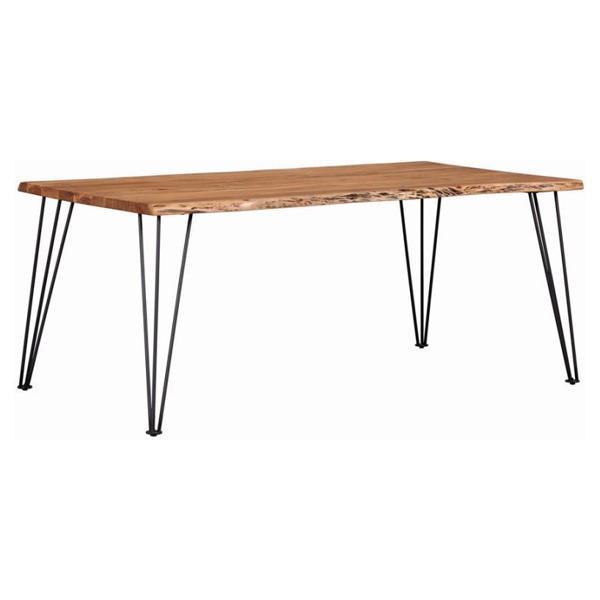 Sherman 71"W x 37"L Live Edge Dining Table Natural Acacia - Dark Gunmetal Finish Legs 