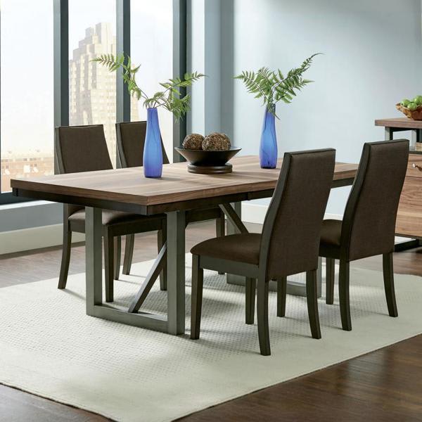 Spring Creek 59"W x 40"L Rectangular Dining Table Set - Chocolate - Natural Walnut Finish Table - Brown - 5-Piece 
