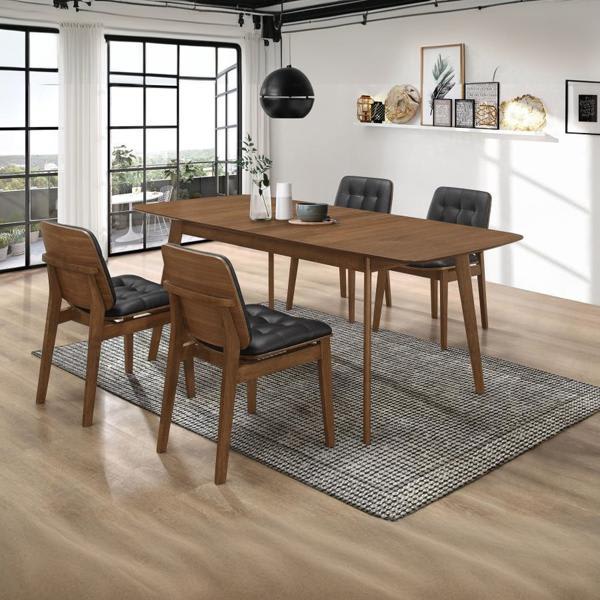 Redbridge 59"W x 35"L Rectangular 5 - piece Dining Set Natural Walnut - Two - Tone Grey Leatherette - Brown 