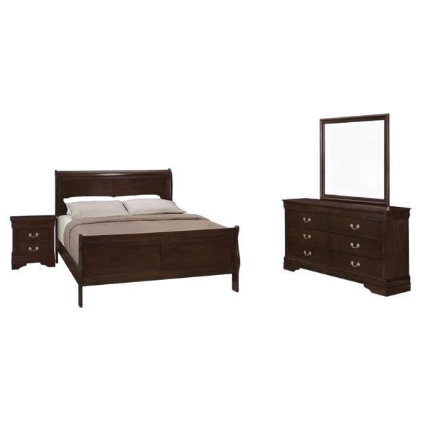 Louis Philippe Full Bedroom Set - Cappuccino - 4-Piece 