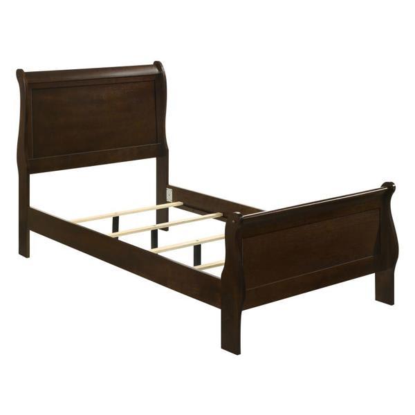 Louis Philippe Wood Twin Sleigh Bed - Cappuccino 