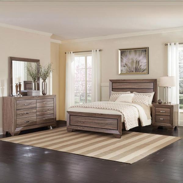 Kauffman Eastern King Bedroom Set - Washed Taupe - Brown - 4-Piece 
