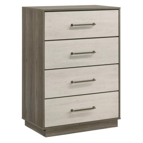 Fenwick 4-Drawer Chest of Drawers - Grey Oak - Almond Finish Top 