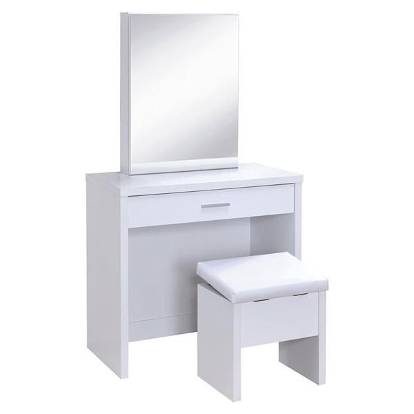 Harvey Vanity Set with Lift - Top Stool - White 