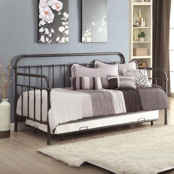 Livingston Metal Twin Daybed with Trundle - Dark Bronze - Brown 