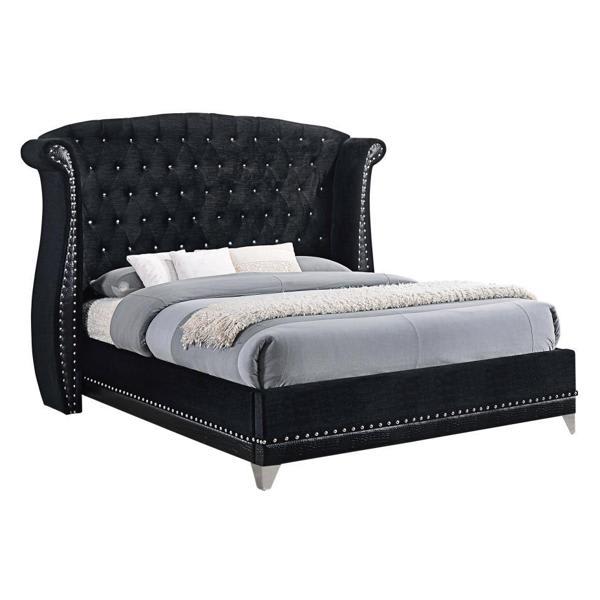 Barzini Upholstered Queen Wingback - Black 