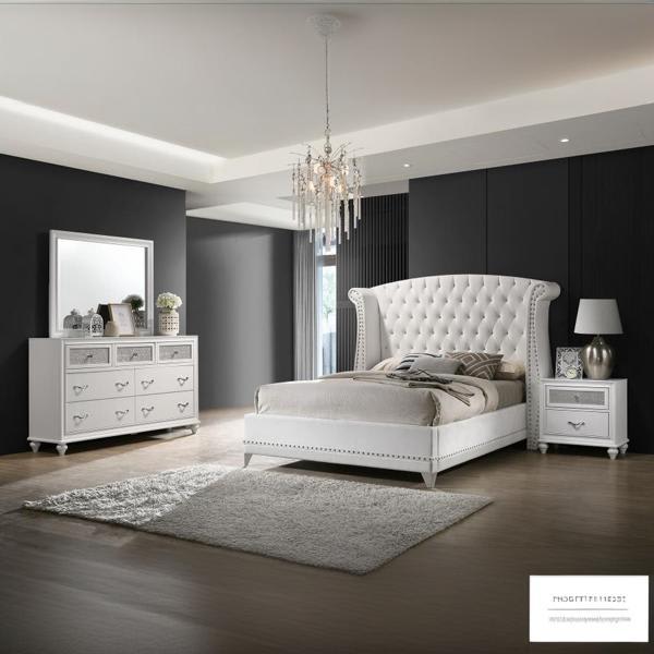 Barzini California King Bedroom Set - White - 4-Piece 