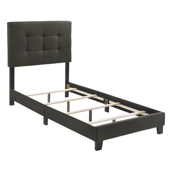 Mapes Upholstered Twin Panel Bed - Charcoal - Grey 