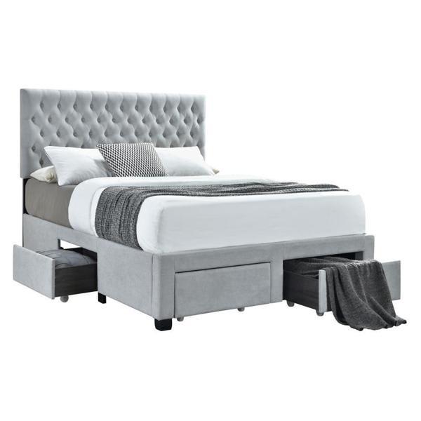 Soledad Upholstered Full Storage Panel Bed Light - Grey 