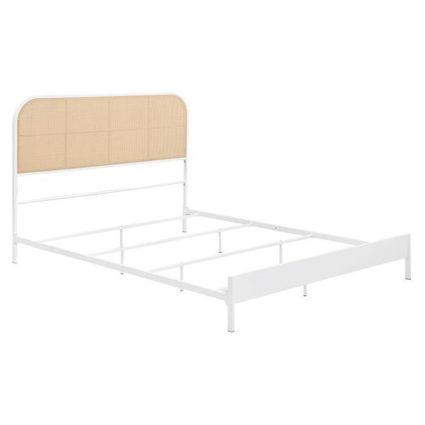 Amherst Queen Bed with Radio Weave Rattan Headboard - White 