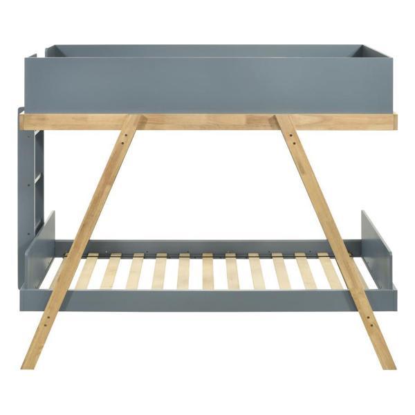 Frankie Wood Twin Over Twin Bunk Bed - Blue and Natural 