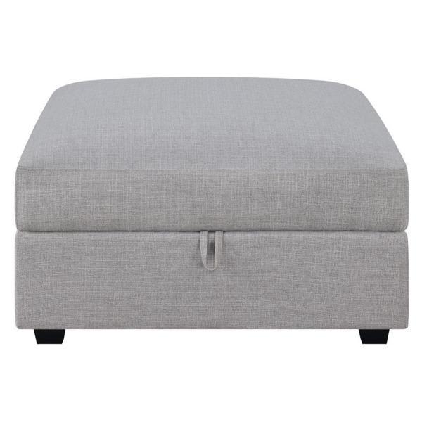 Cambria Square Upholstered Storage Ottoman - Grey 