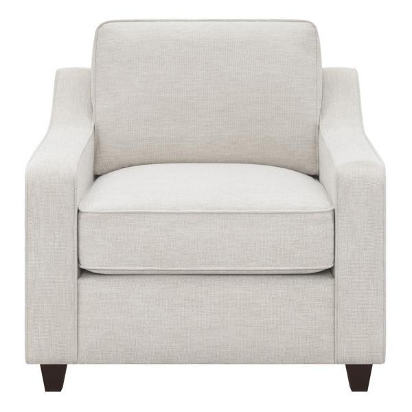 Christine Upholstered Sloped Arm Accent Chair - Beige - Dark Brown Legs 