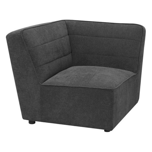 Sunny Corner Chair - Dark Charcoal Boucle Fabric - Black Feet - Grey 