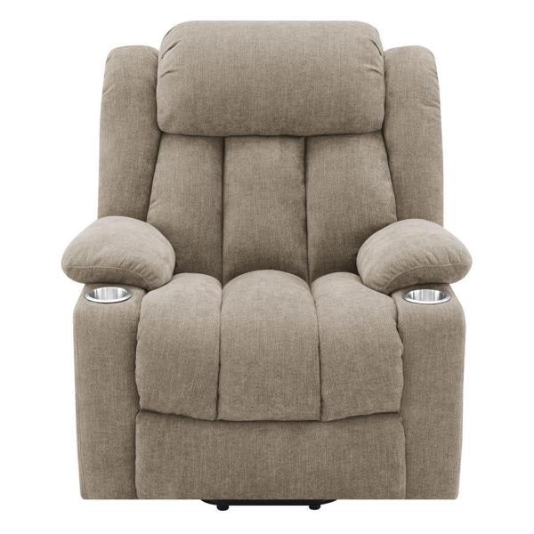 Houston Upholstered Power Lift Recliner Chair - Camel - Brown 