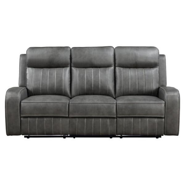 Raelynn Motion Sofa - Grey Leatherette Upholstery 
