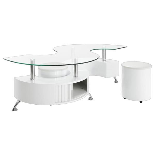 Buckley Coffee Table and Stools Set - White High Gloss - 3-Piece 