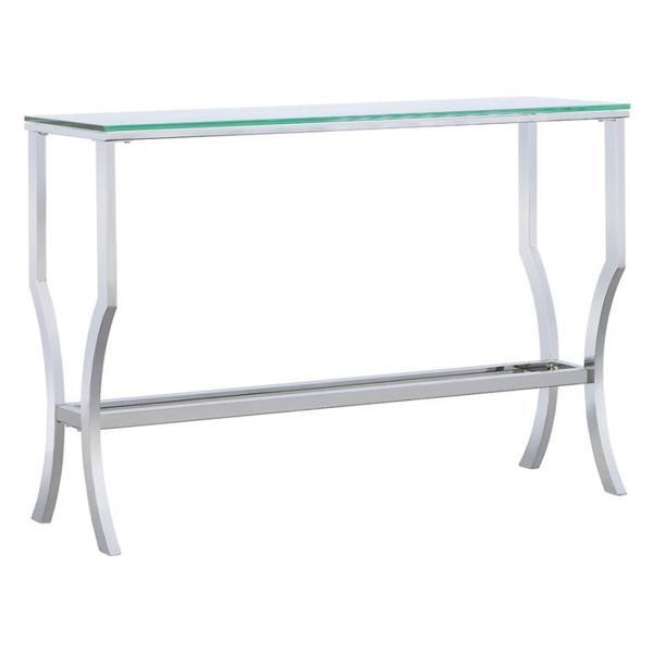 Saide Rectangular Glass Top Entryway Console Table - Chrome - Silver 