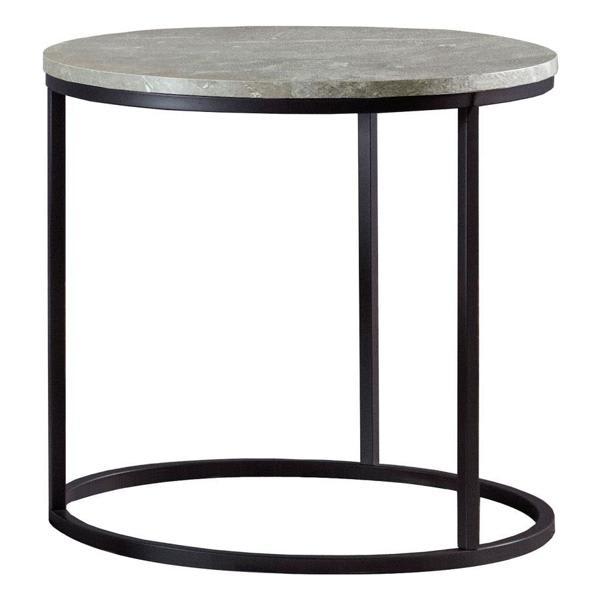 Lainey Round Faux Marble Side End Table - Grey 