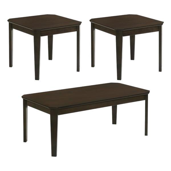Amaro Coffee and End Table Set - Dark Brown - 3-Piece 