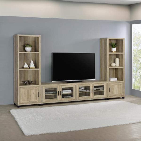 Sachin TV Entertainment Center - Antique Pine - Brown - 3-Piece 