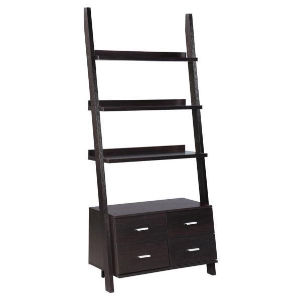 Colella 5-Shelf Storage Ladder Bookshelf - Cappuccino 