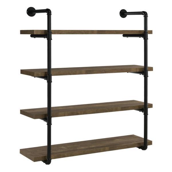 Elmcrest 4-Shelf Wall Bookshelf - Rustic Oak - Brown 