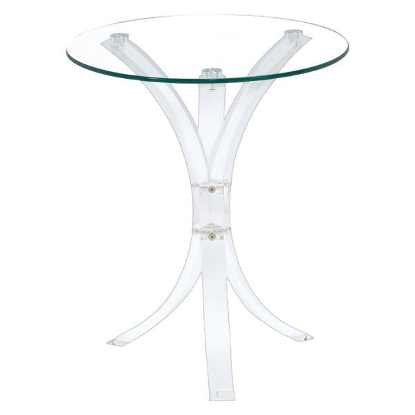 Laning Round Glass Top Acrylic Side Table - Clear 