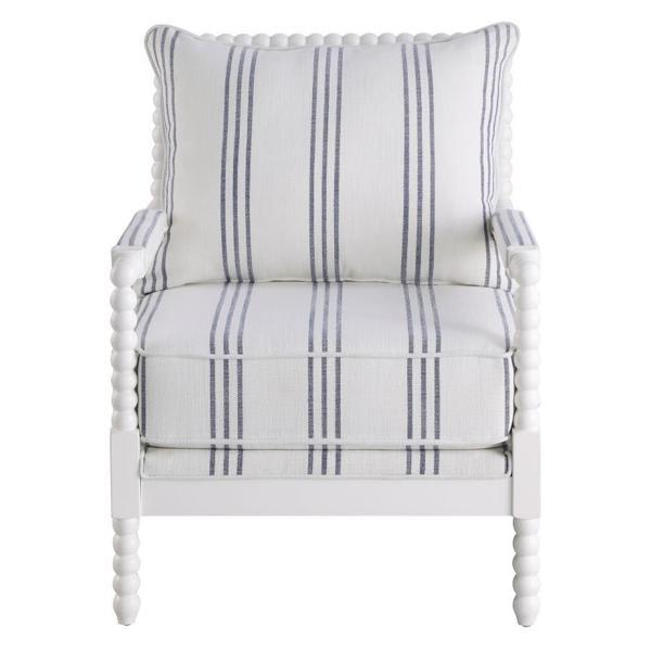 Blanchett Upholstered Bobbin Accent Chair - White and Navy 