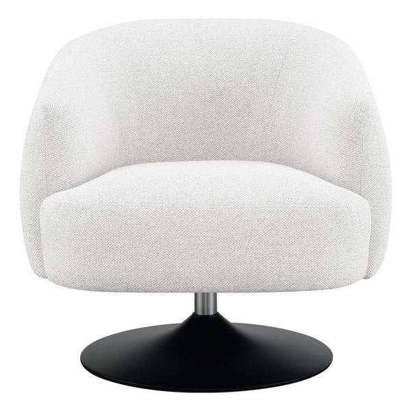 Dave Upholstered Barrel Back Swivel Club Chair - Beige 