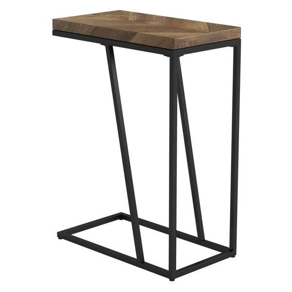 Sergio C - Shaped Side Table with Metal Legs and Rustic Tobacco Finish Top - Brown 